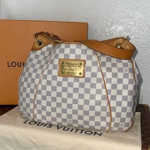 Authentic Louis Vuitton damier azur galleria pm shoulder hobo purse handbag